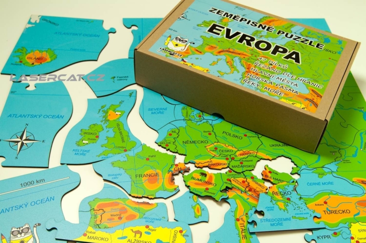 Barevná skládačka puzzle Evropa